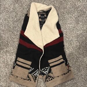 Stylish Black and Red Patterned Cardigan Vest